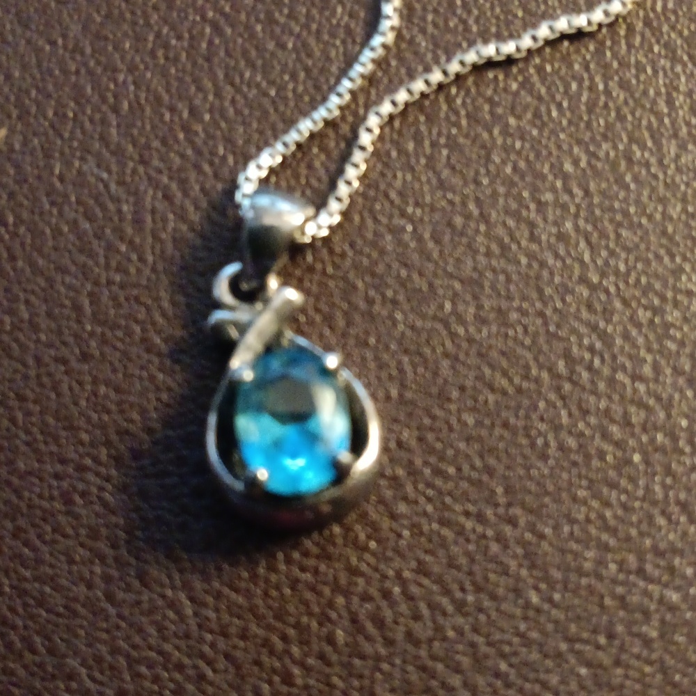 Elegant Silver and Blue Pendant Necklace - Picture 4 of 5